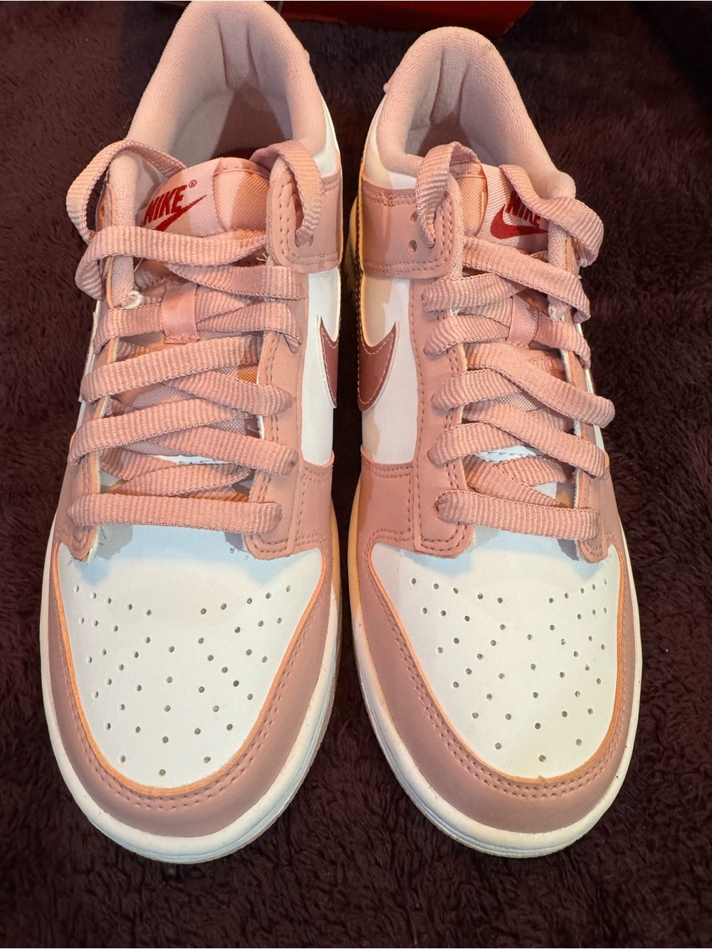 Nike Pink and White Dunk Low Sneakers